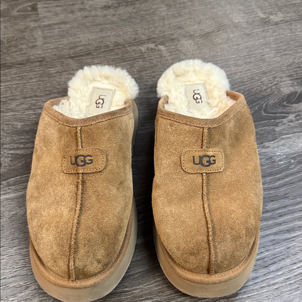 UGG Tan Suede Mules with Cream Lining